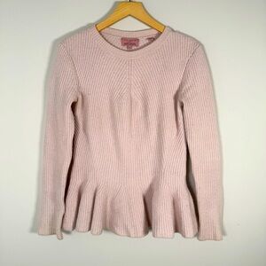 Ted Baker London Wool Blend Knit Peplum Pullover Sweater Shirt Blush Pink Size 2